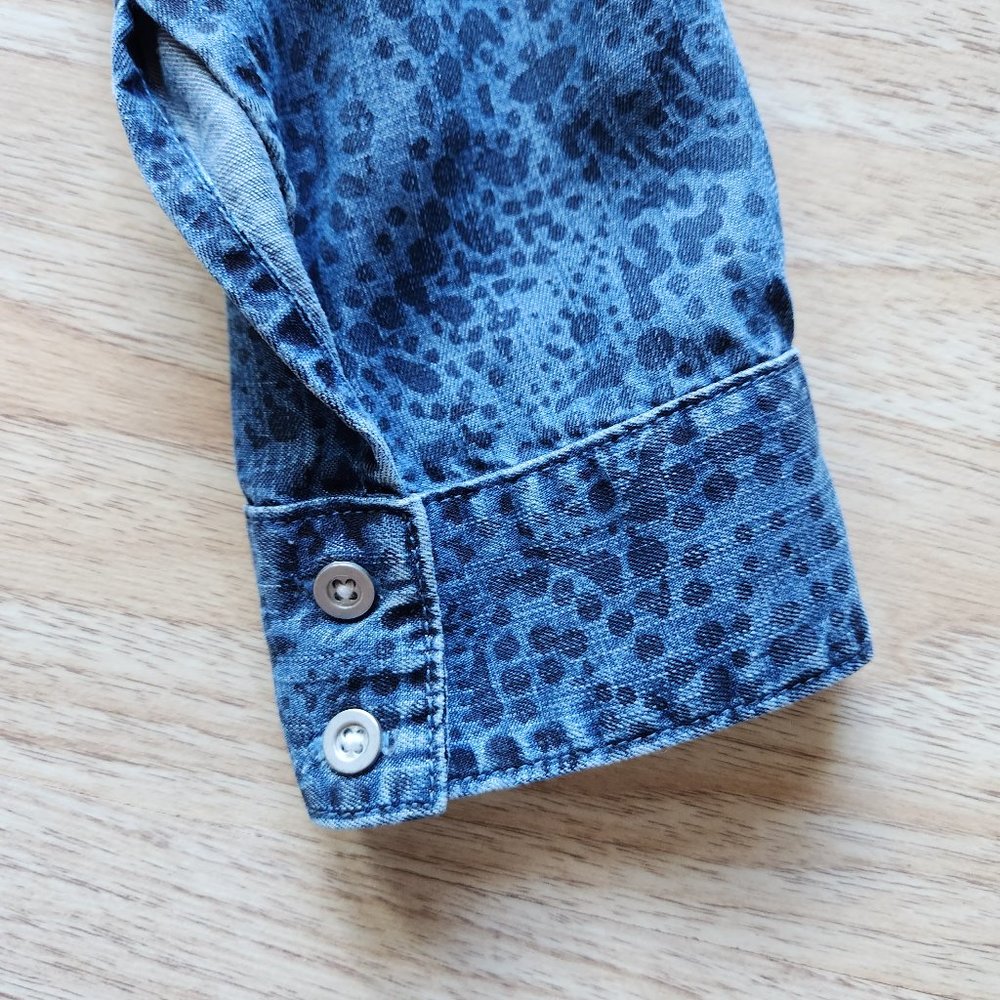 Cloth & Stone Anthropologie Blue Chambray Floral Shirt Dress Tie Waist Tencel - Picture 8 of 11